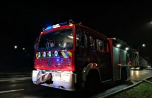 Ogień w pustostanie w Szczecinku