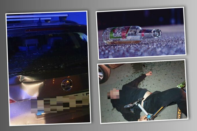 Alkohol, pościg, rower i zderzenie… z zaparkowanym samochodem