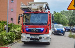 Płonące mieszkanie na Koszalińskiej w Szczecinku