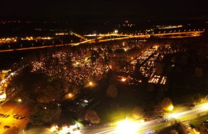 Szczecinecki cmentarz wieczorem – z ziemi i powietrza