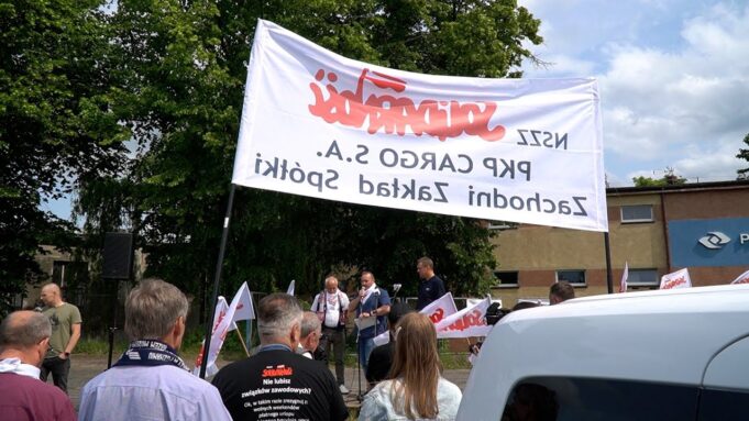 Protest pracowników PKP Cargo w Szczecinku