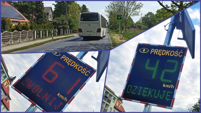 Wyświetlacz prędkości na DW172 w Barwicach