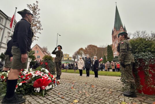 Salwa honorowa pod pomnikiem marszałka