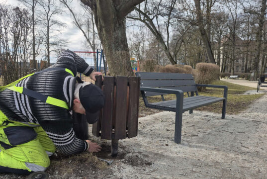 Wiosenne porządki w parku nad jeziorem